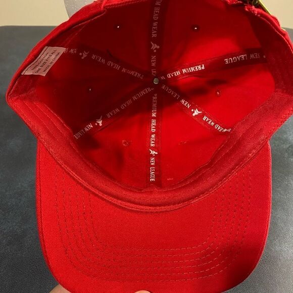 OWNYC Women's Cotton Black Glitter Bear Strapback Dad Hat Red One Size - Picture 6 of 7